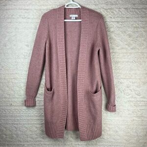 Cozy Long Line Cardigan Duster Medium Dusty Rose Maeve by London Kaye Pockets